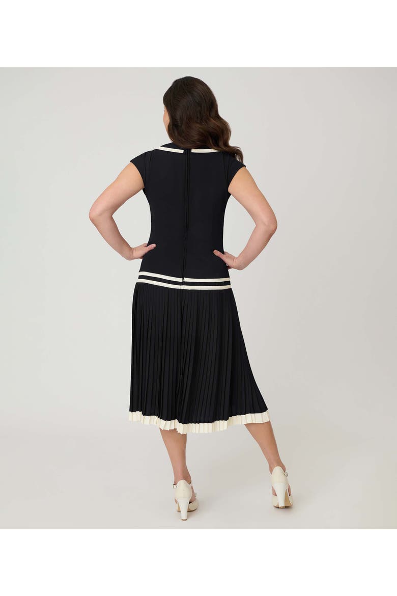 Pleated Flapper Day Dress, Alternate, color, Black w/ White Ribbon