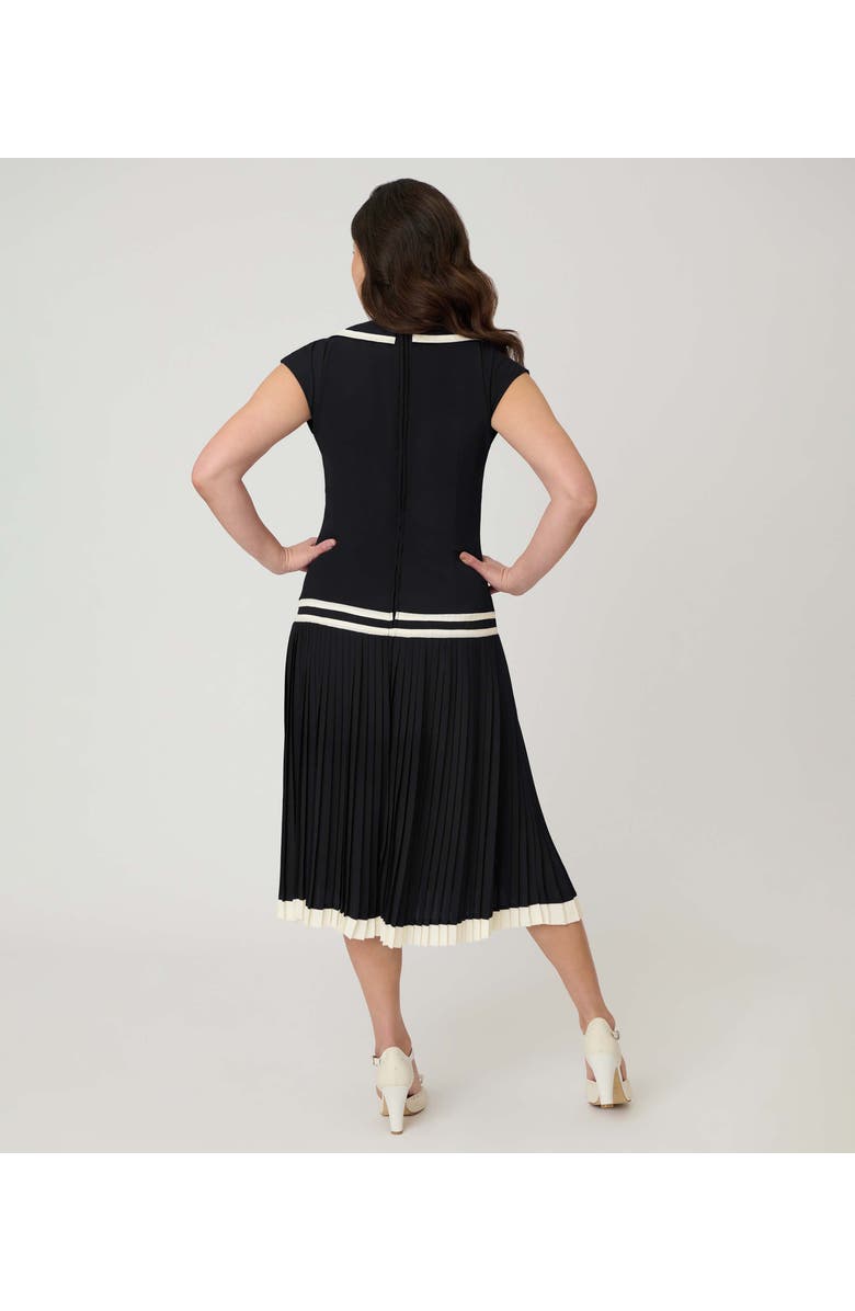 Unique Vintage Pleated Flapper Day Dress, Alternate, color, Black W/ White Ribbon
