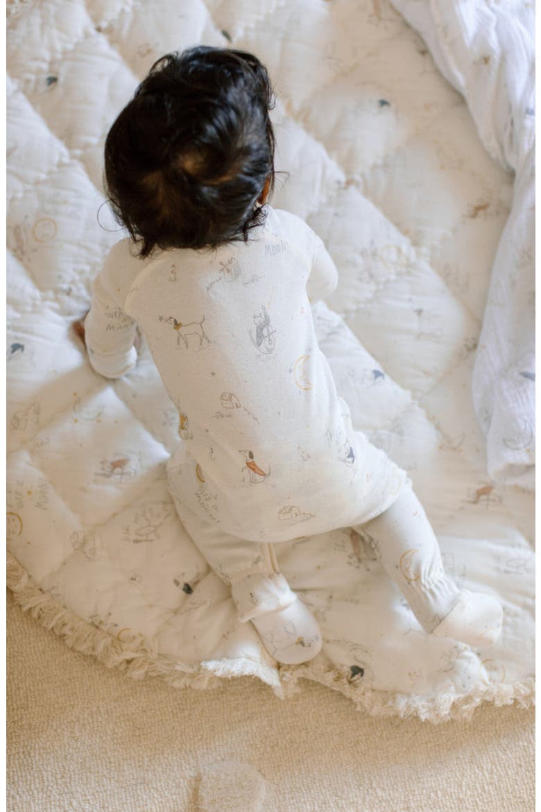 Print Rib Organic Cotton Footie, Alternate, color, OVER THE MOON