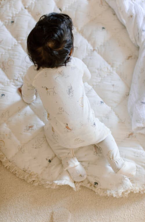 Pehr Print Rib Organic Cotton Footie In White