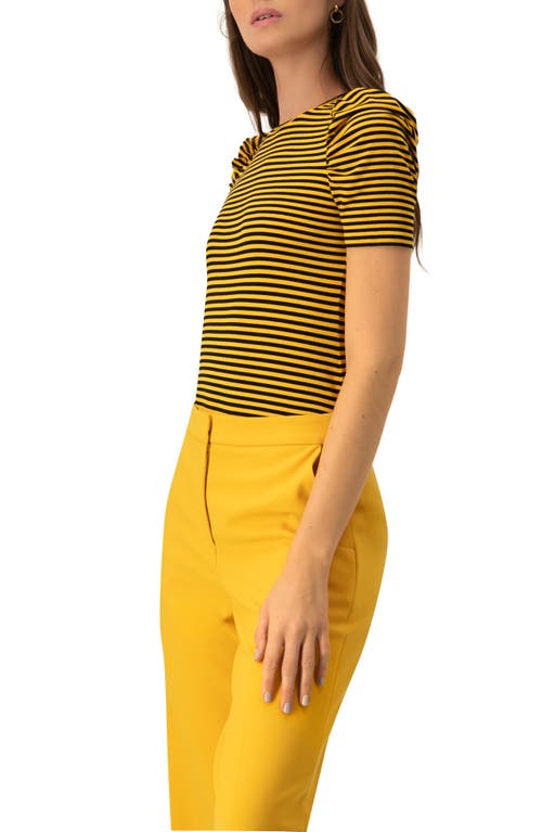 Ivonne Striped Straight Blouse In Yellow