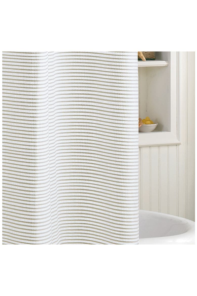 Panama Stripe Shower Curtain, Alternate, color, TAUPE