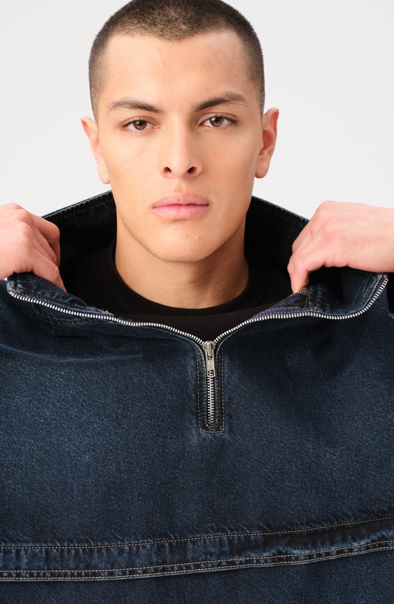 WARP+WEFT Oversize Denim Half Zip Popover Jacket, Alternate, color, 