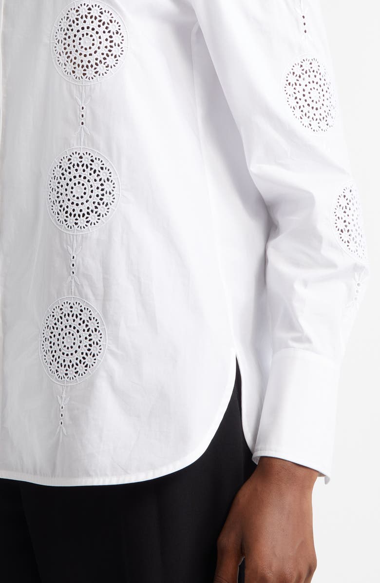 Max Mara Studio Sesia Cutwork Embroidered Button-Up Shirt, Alternate, color, 