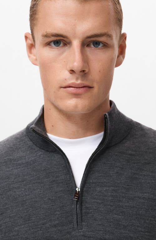 Mango Perkins Wool Quarter Zip Sweater In Gray