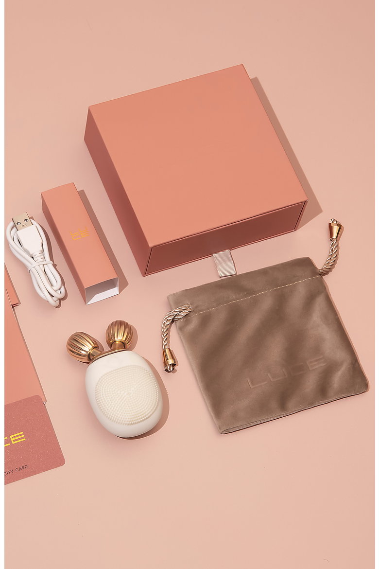 Dual-Sided Cleansing Face Brush, Massager & Roller - Travel-Friendly, Alternate, color, IVORY