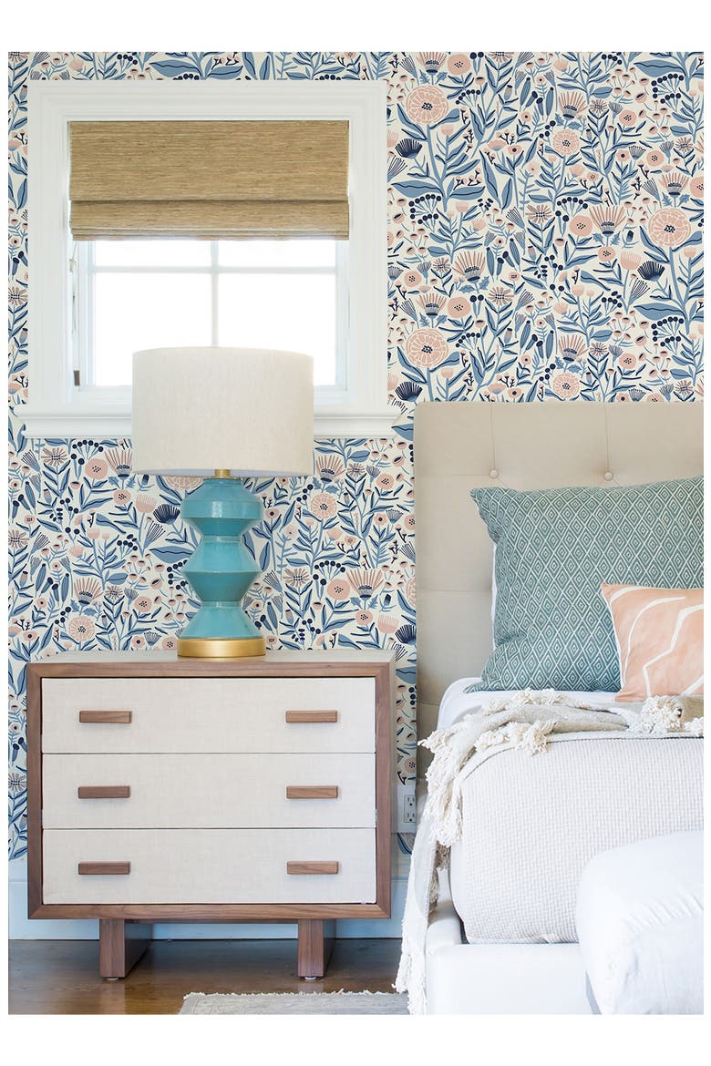Marigold Forest Peel & Stick Wallpaper, Alternate, color, BLUE