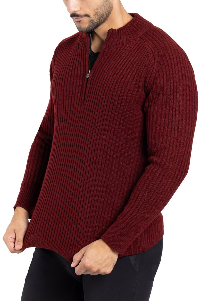 Rib Quarter Zip Sweater, Alternate, color, BURGUNDY