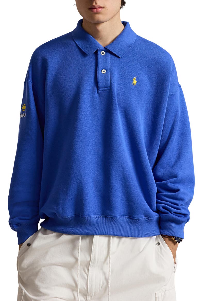 US Open Arctic Fleece Long Sleeve Polo, Main, color, BLUE