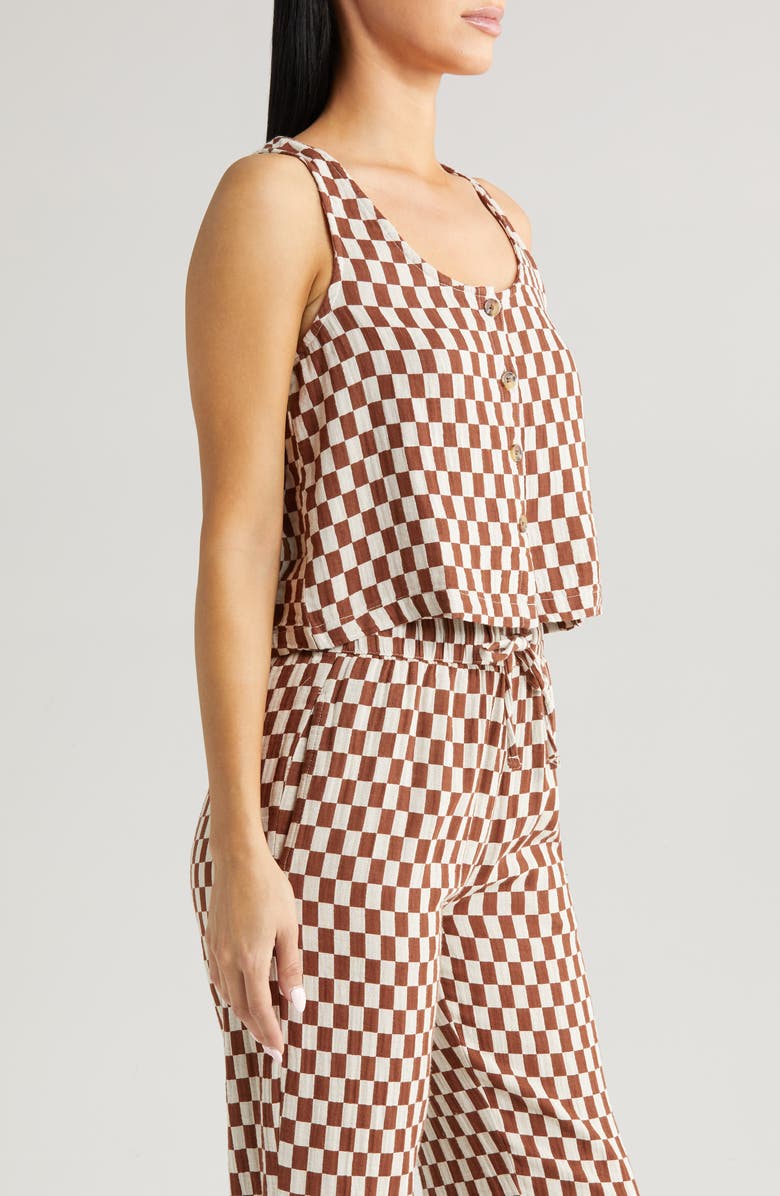 Brixton Mykonos Check Button-Up Cotton Tank, Alternate, color, 