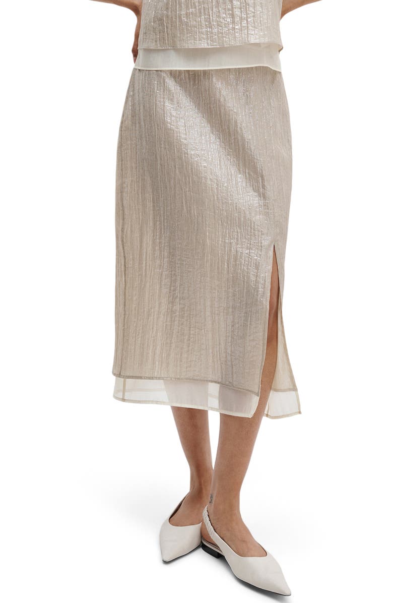 rag & bone Suki Metallic Midi Skirt, Main, color, Beige