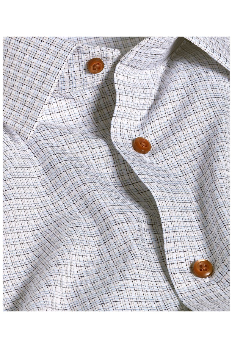 Trim Fit Shadow Check Cotton Dress Shirt, Alternate, color, WHITE/ CHOCOLATE