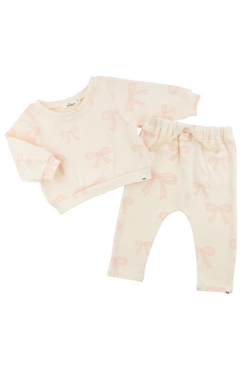 Oh Baby ! Big Bows Pink Brooklyn Boxy Jogger Set In Milk