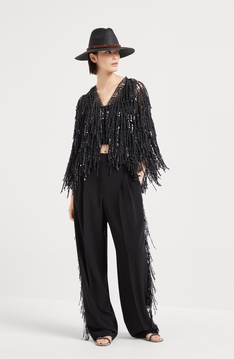 Brunello Cucinelli Dazzling Cascades cardigan, Alternate, color, 