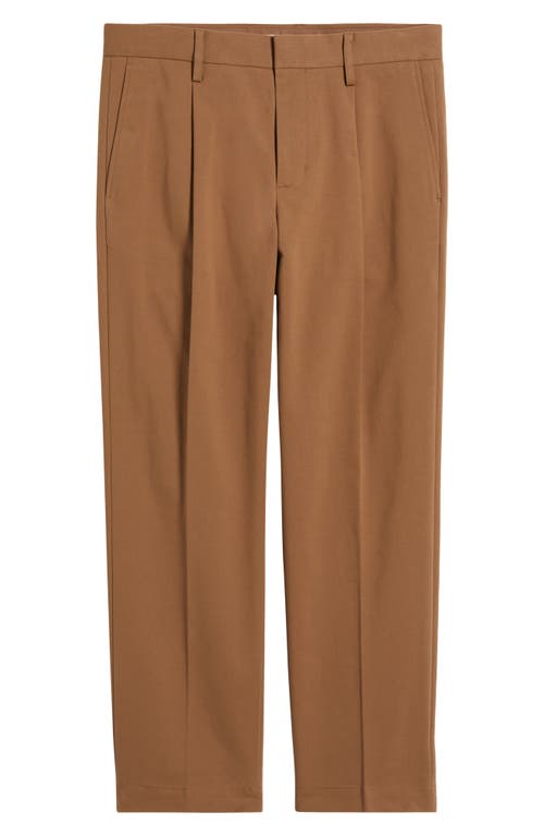 Open Edit Silk Straight Leg Pants In Brown