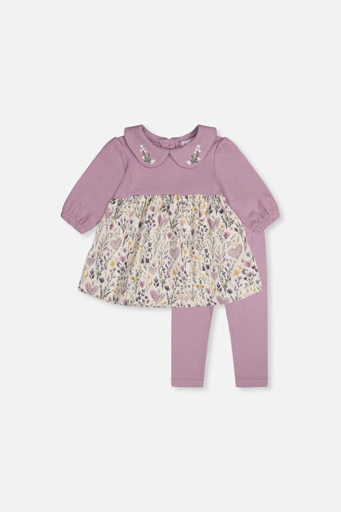 Heart Organic Cotton Long Sleeve Dress and Legging Set