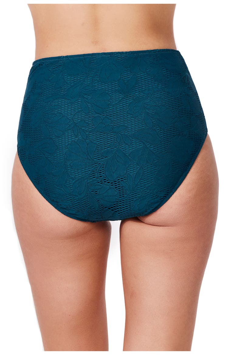 Jolene Textured High Waist Swim Bottom, Alternate, color, Petrol