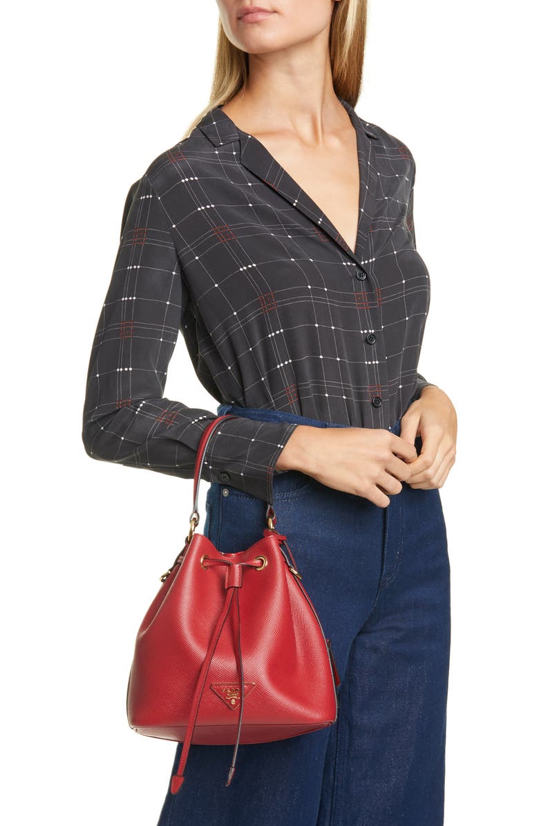 Prada Saffiano Leather Bucket Bag, Alternate, color,