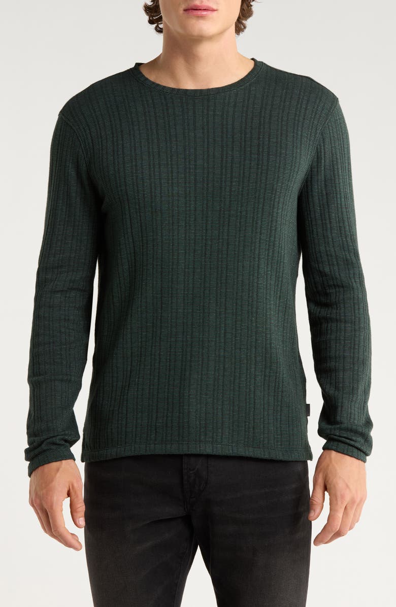 John Varvatos Fern Feeder Stripe Rib Long Sleeve T-Shirt, Main, color, Seaweed