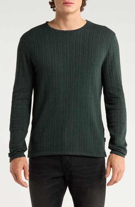 John Varvatos Fern Feeder Stripe Rib Long Sleeve T-Shirt