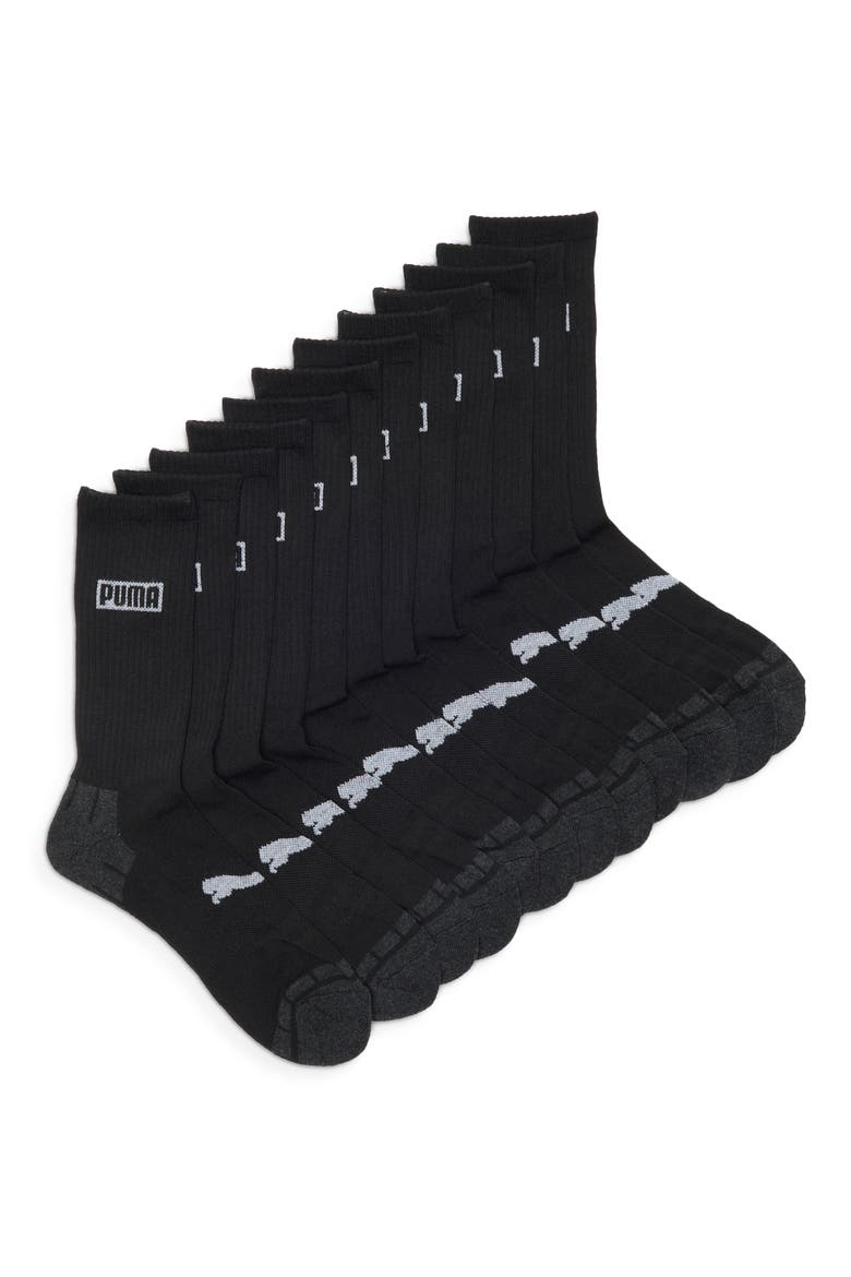 6-Pack Terry Quarter Length Socks, Main, color, BLACK / WHITE
