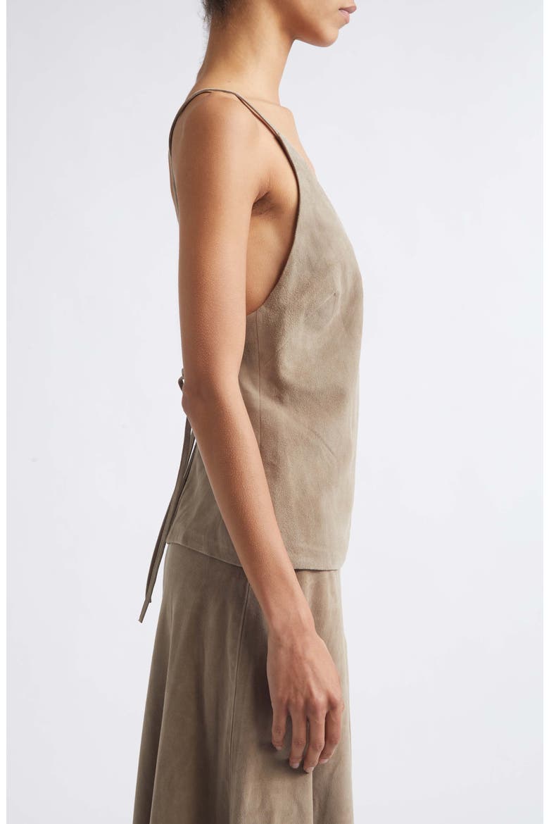 Low Back Suede Tie Top, Alternate, color, EARTH