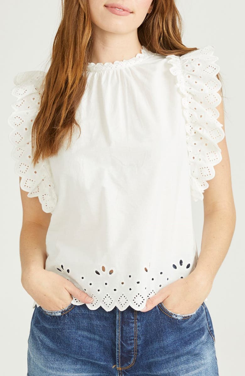Driftwood Ruffle Eyelet Top, Main, color, 