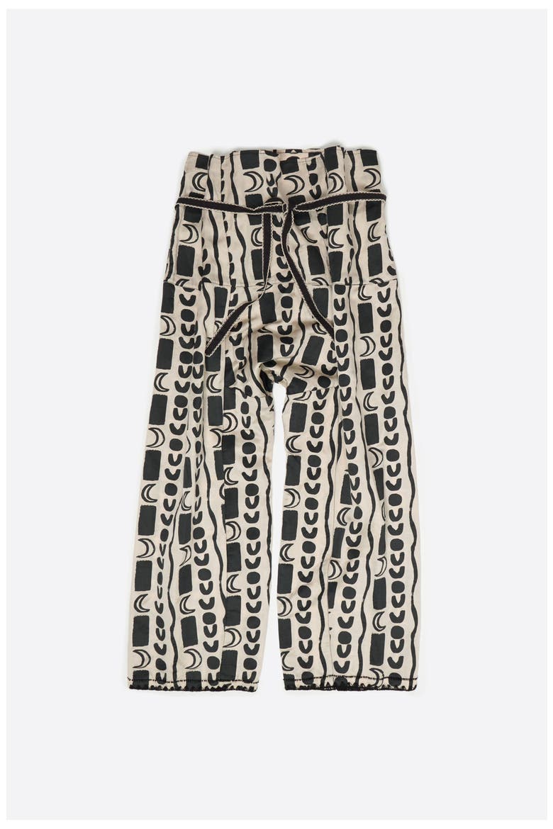Fluid Square-Fit Trousers With Moon Stripes, Alternate, color, Moon stripes WHITE