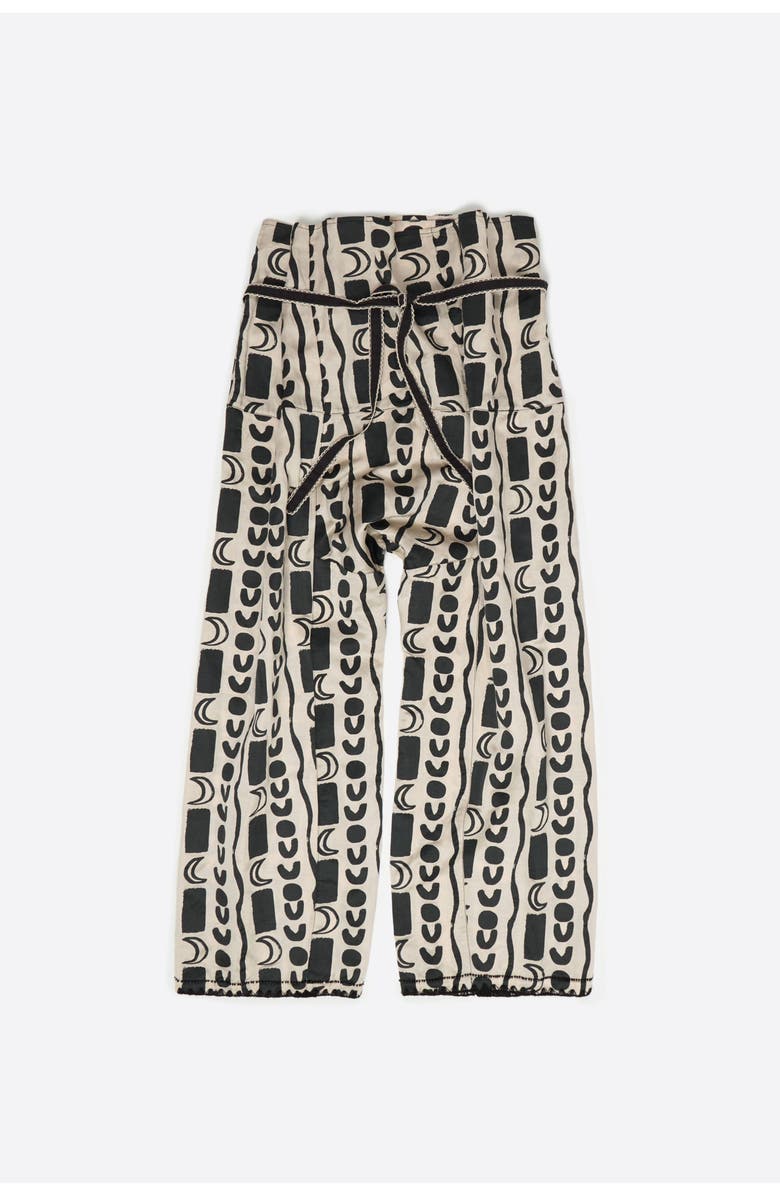 Bimba y Lola Fluid Square-Fit Trousers With Moon Stripes, Alternate, color, Moon Stripes White