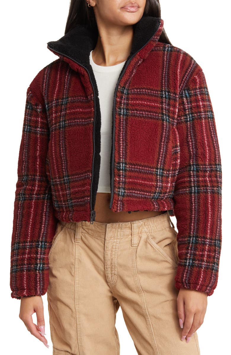 BP. Reversible Crop Faux Shearling Jacket, Main, color,