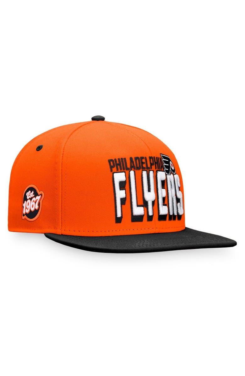 FANATICS Men's Fanatics Branded Orange/Black Philadelphia Flyers Heritage Retro Two-Tone Snapback Hat, Main, color, 