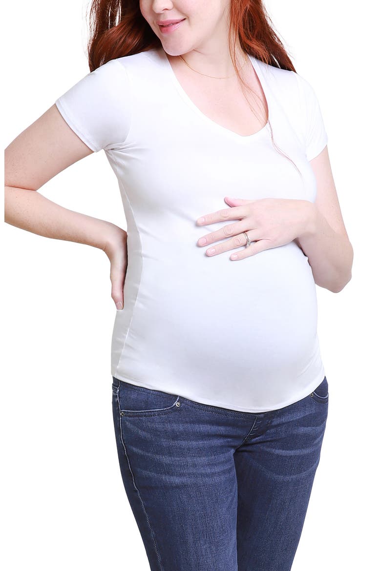 Ingrid & Isabel® Maternity V-Neck T-Shirt, Main, color, WHITE