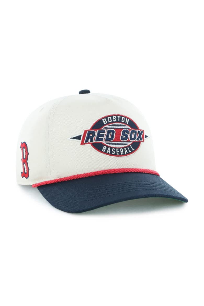 Men's '47 Natural/Navy Boston Red Sox Frame Out Hitch Adjustable Hat, Main, color, Natural