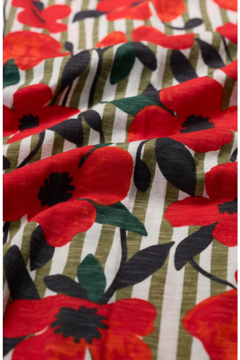 Studio Glass Organic Cotton Button-Up Top, Alternate, color, STRIPEY FLORAL MOSS