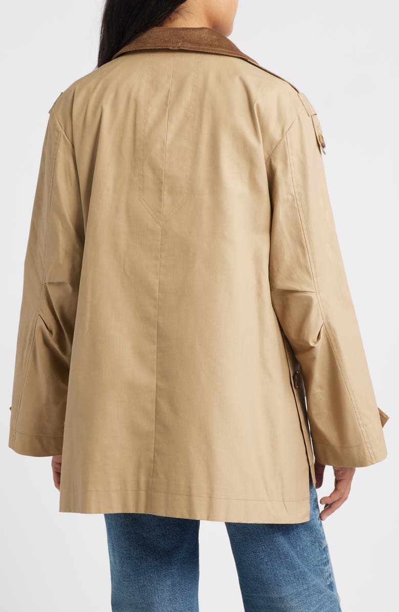 Sam Edelman Courduroy Stand Collar Cotton Trench Coat, Alternate, color, Sand