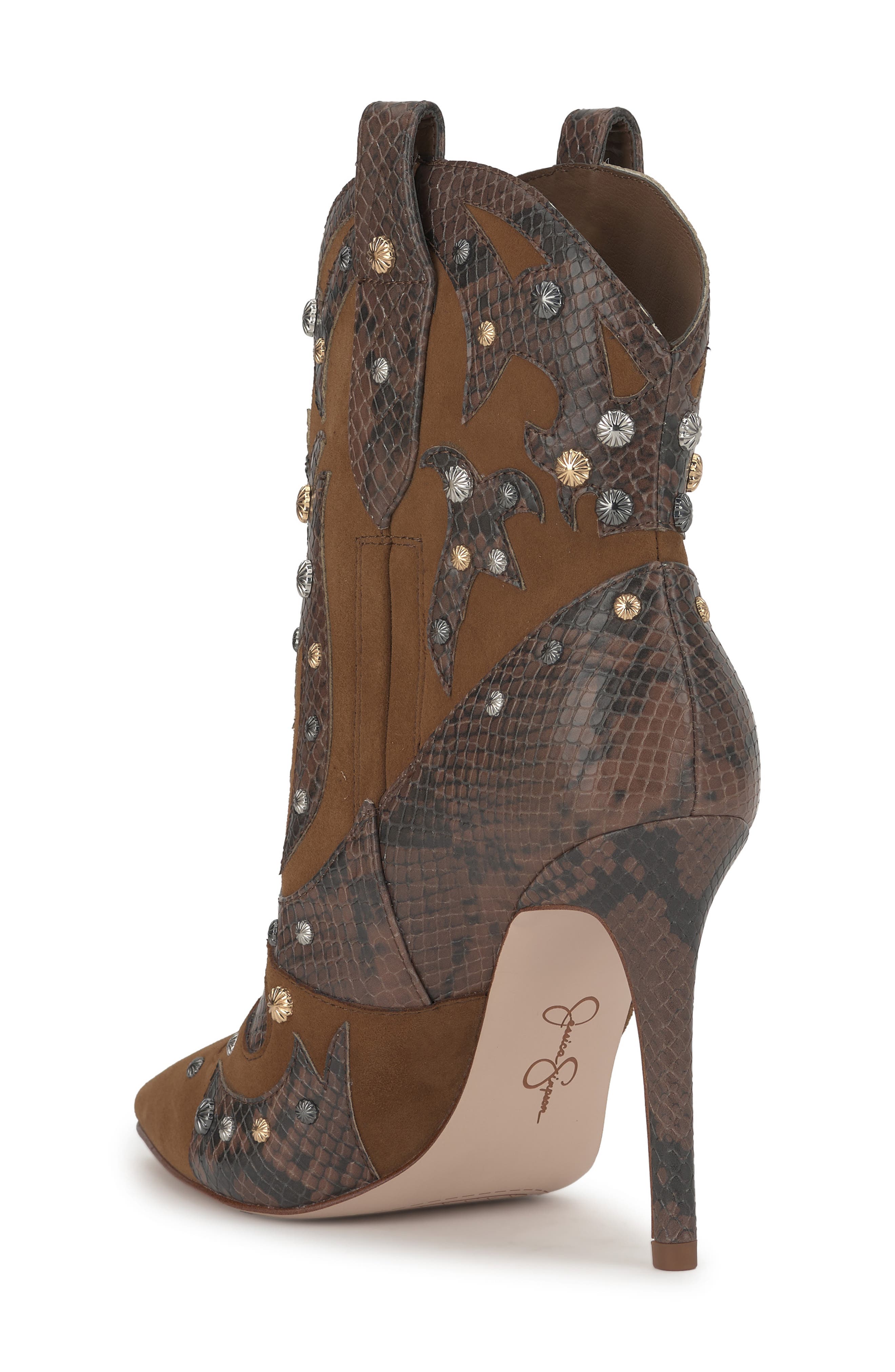 Jessica Simpson Palieve 4 Snakeskin Embossed Bootie, Alternate, color, Light Hickory
