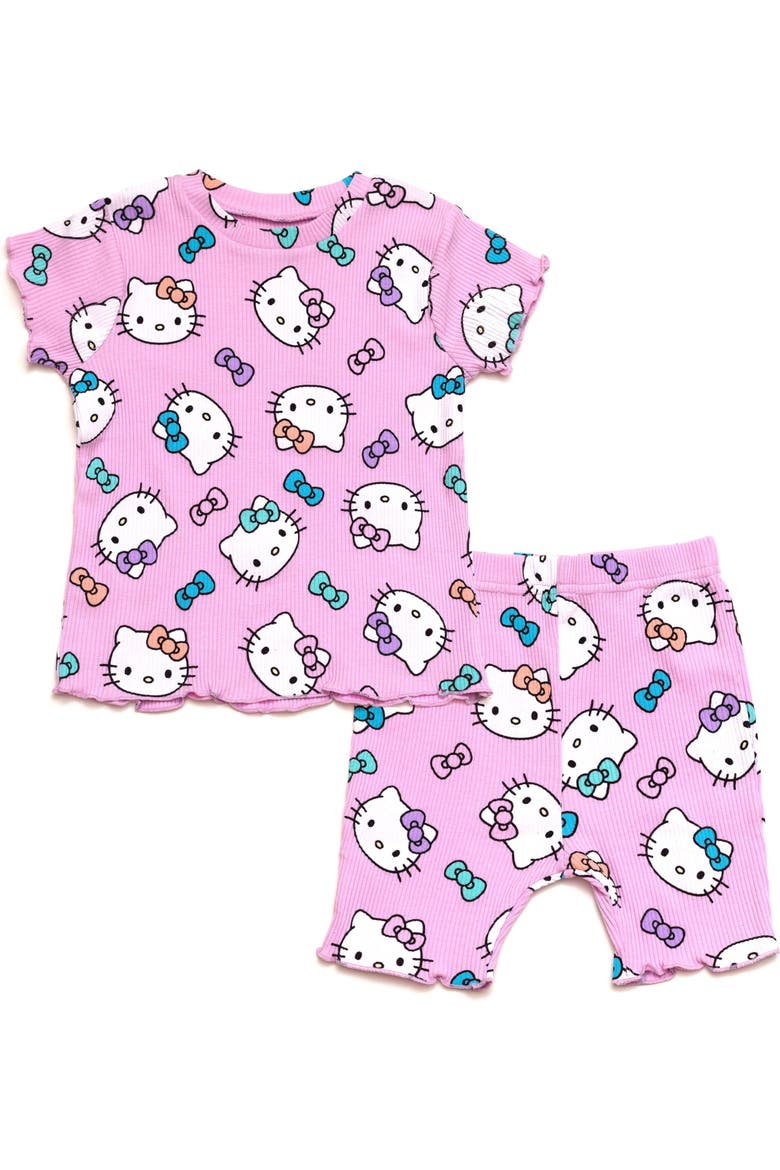 2-Piece T-Shirt and Bike Shorts Set, Main, color, Hello Kitty Pink