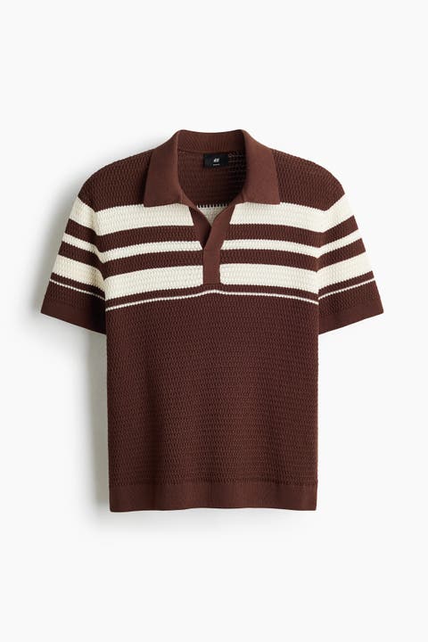 Regular Fit Pointelle-knit Polo Shirt