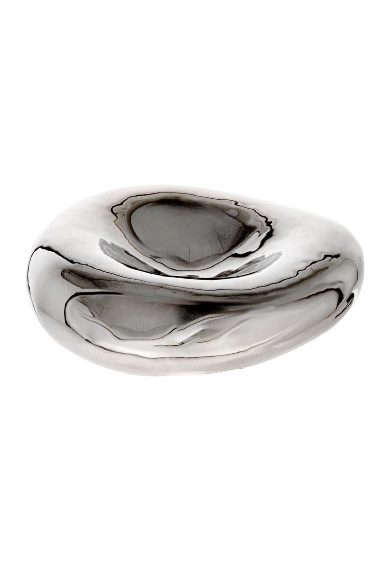 Decorative Stoneware Bowl, Chrome Glaze, Main, color, Silver