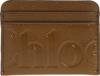 折りたたみ財布 Chloe Chloe 24FW Bikie engraved logo leather women's card wa Chloé Envelope Card Holder In Grained Leather in Motty grey