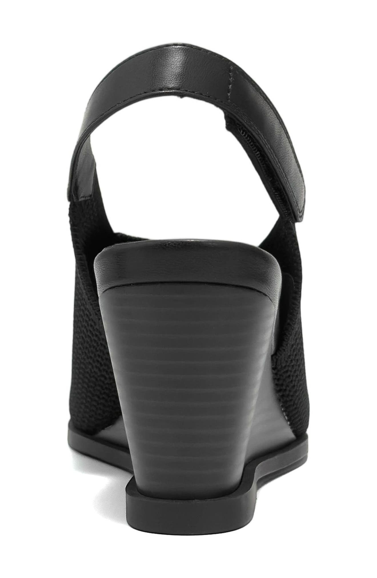 Dell Textured Knit Slingback Wedge Sandal, Alternate, color, BLACK BLACK