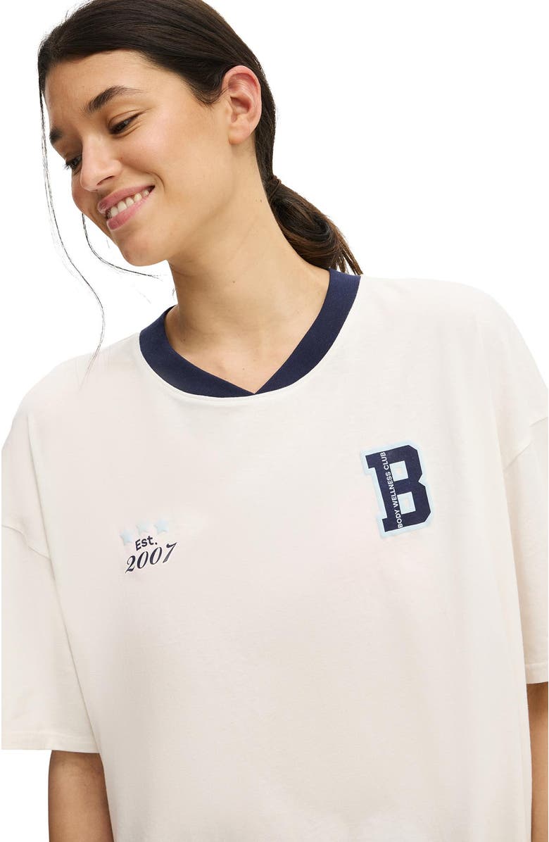 COTTON ON BODY Women's 90's Oversized Sporty V-Neck Tee, Alternate, color, Coconut Milk Body Wellness