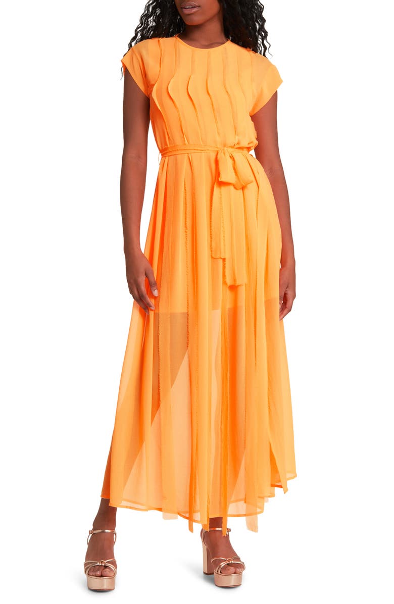 ASOS DESIGN Raw Edge Ruffle Chiffon Dress, Main, color, 