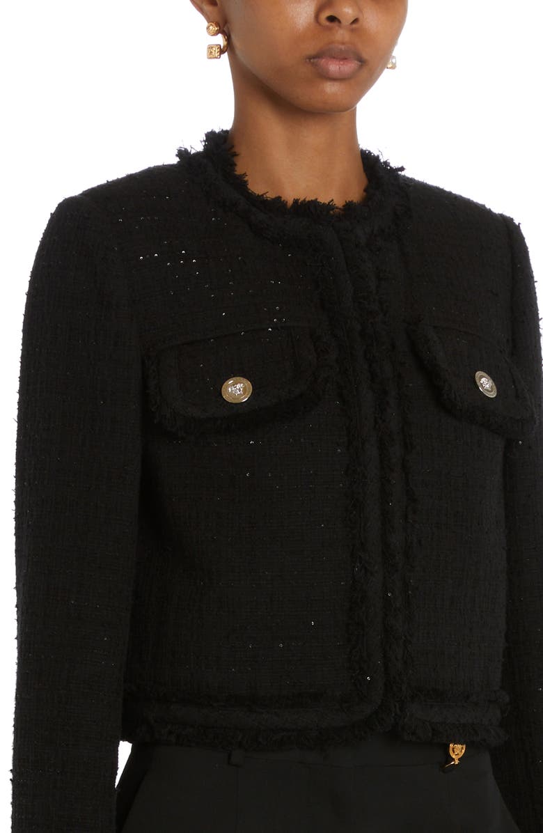 Versace Summertime Collarless Tweed Jacket | Nordstrom