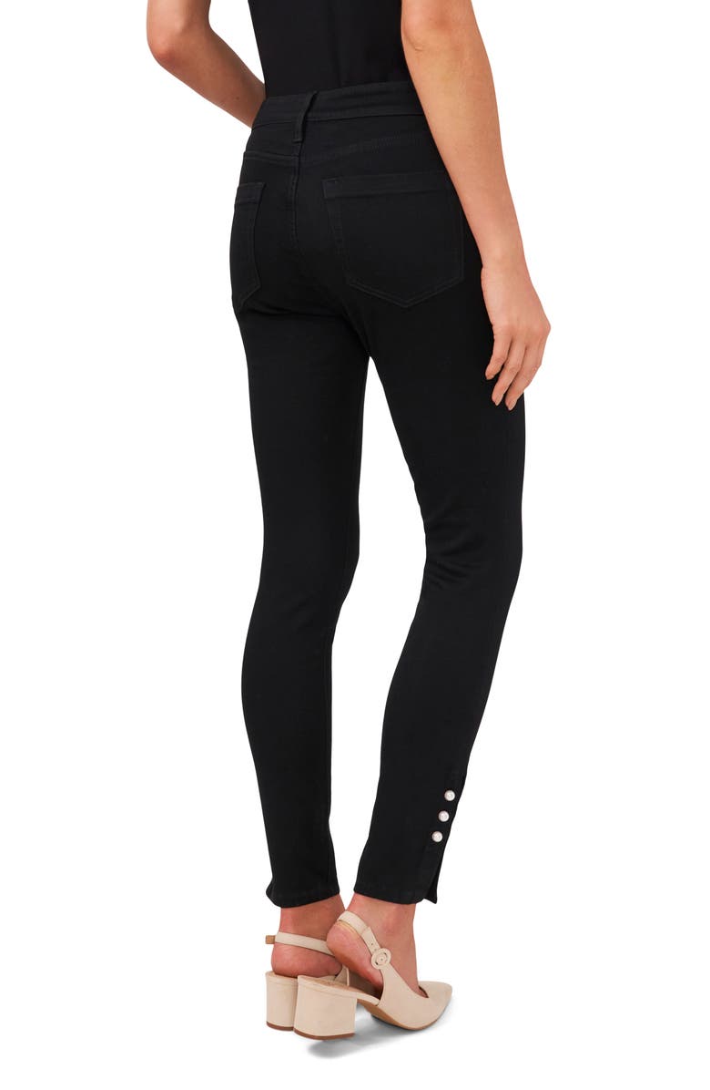 CeCe Faux Pearl Detail Skinny Jeans, Alternate, color, 