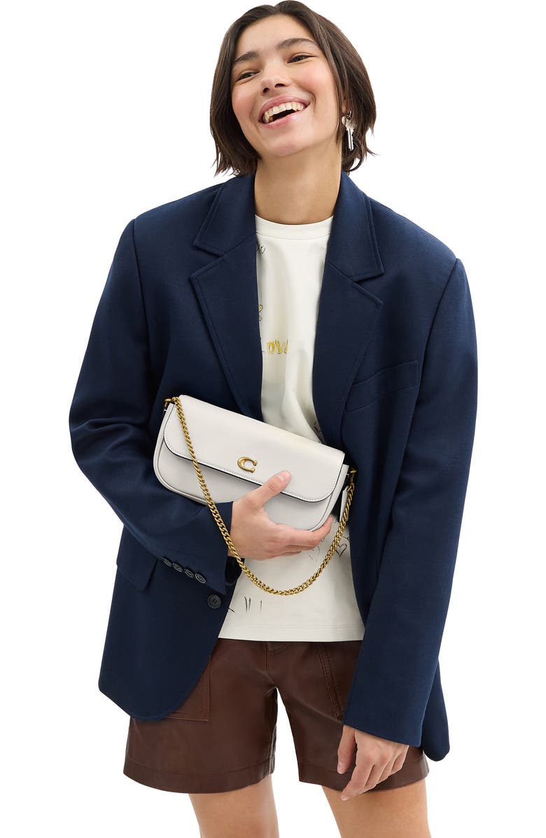 COACH Brook Refined Calf Leather Flap Chain Bag, Alternate, color, B4/ Chalk
