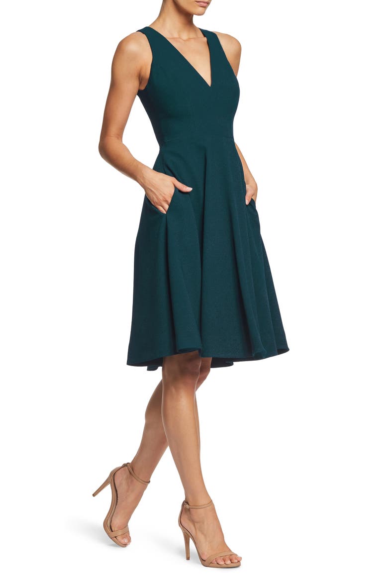 Catalina Fit & Flare Cocktail Dress, Alternate, color, PINE