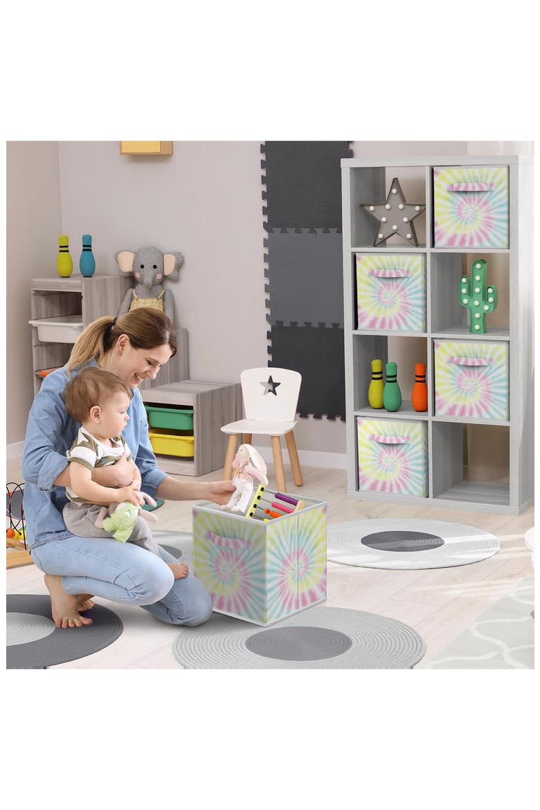 Set of 6 11-Inch Foldable Storage Bins, Alternate, color, TIE DYE