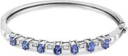 Haus of Brilliance 14K White Gold Blue Tanzanite and 1/4 Cttw Diamond Bangle