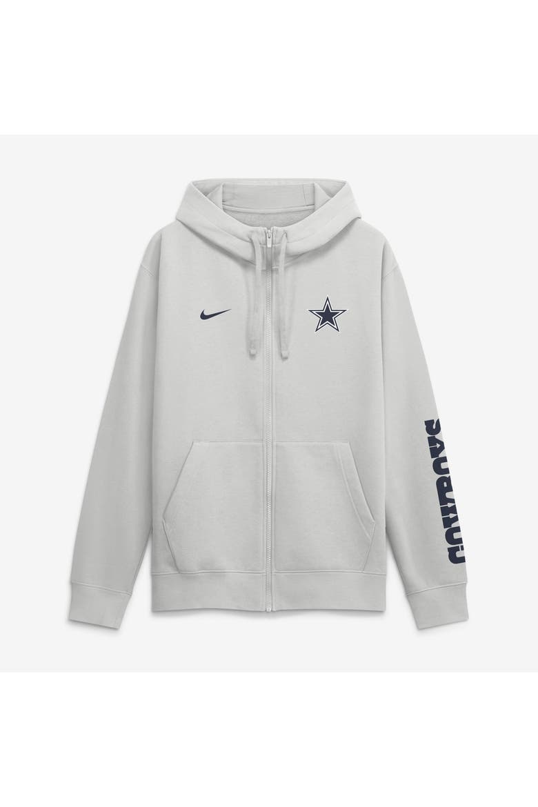 Men's Nike Gray Dallas Cowboys Cool Down Club Full-Zip Hoodie, Main, color, Gray